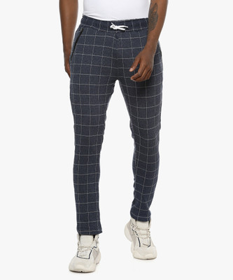 CAMPUS SUTRA Checkered Men Dark Blue Track Pants