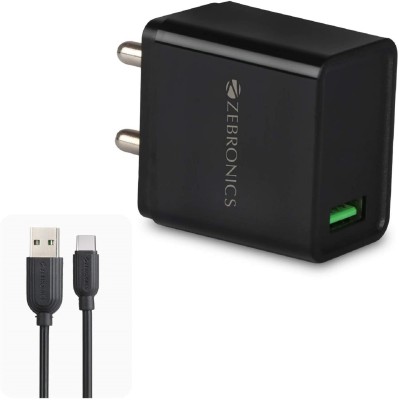 ZEBRONICS 18 W Qualcomm 3.0 3 A Mobile Charger with Detachable Cable(Black, Cable Included)