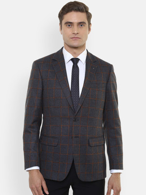 LOUIS PHILIPPE Checkered Single Breasted Formal Men Blazer(Grey)
