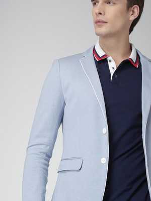 INVICTUS Self Design Single Breasted Formal Men Blazer(Blue)