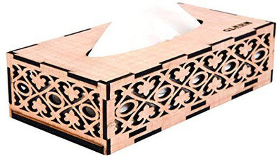 GLNRM Wooden Tissue Paper Rectangular Holder for Bathroom, Office, Kitchen, Car - with Tissue - Off White | Beige Color Vehicle Tissue Dispenser(Beige)