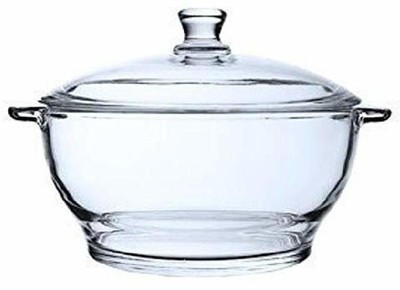 promise plus group Glass Casserole Deep Round - Oven and Microwave Safe Serving Bowl with Glass Lid 1500 ML (Set of 1) Serve Casserole(1500 ml)