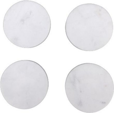 NEERAJ CREATIONS Round Reversible Marble Coaster Set(Pack of 4)