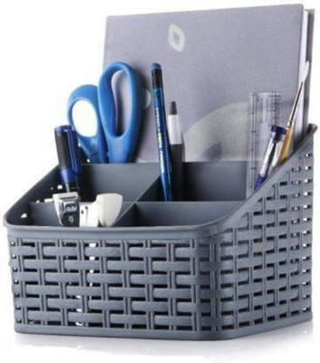 kidwayy 5 Compartments Plastic Desk Organizer(Grey)