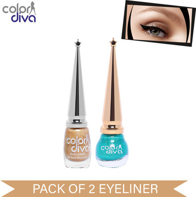 Color Diva Baris Golden6 ml & Bonsai Green5.5 ml Eyeliner (Set of 2) 11.5 ml(Gold, Green)