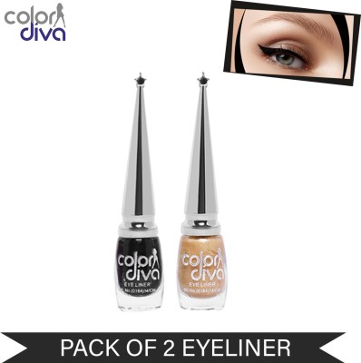 Color Diva Baris Black6 ml & Baris Golden6 ml Eyeliner (Set of 2) 6 ml(Multi Color)