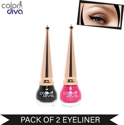 Color Diva Bonsai Black5.5 ml & Bonsai Dark Pink5.5 ml Eyeliner (Set of 2) 5.5 ml(Multi Color)