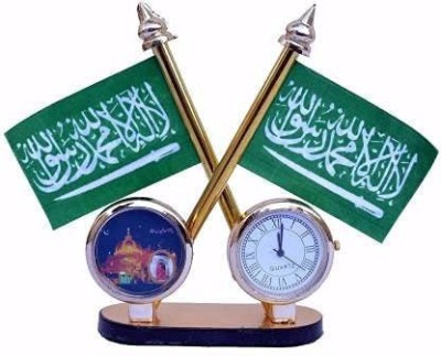 Kraft Bugs Islamic Table Desk Clock-Ajmer Sharif Design With Holy First Kalma Flags Triangle Car Dashboard Flag Flag(Plastic)