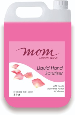 MOM SKIN SOLUTIONS ROSE Liquid 70% Alcohol Based (Kills 99.99% Germs & Flu Viruses) with triple action formula sanitizes hands nourishes skin Can 5 Liters cans Can (5 L) Hand Rub Can(5 L)
