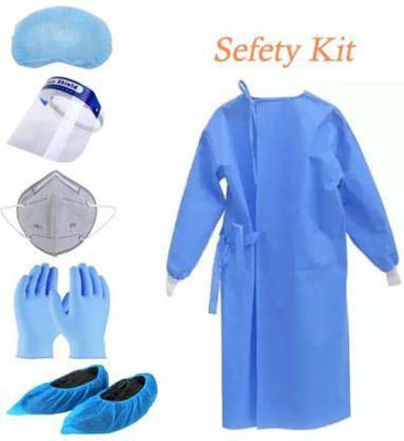 supreme electrotek solutions shop Supreme- Travelling Kit Gown Cap N95mask Face Shield Nitrile Glove Shoe Cover Safety Jacket (Blue) Size Standard Best Quality Kit Pack 1 Set Safety Jacket(Multicolor)