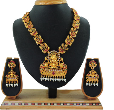 VATSALYA creation Alloy Gold-plated Red, Green Jewellery Set(Pack of 1)