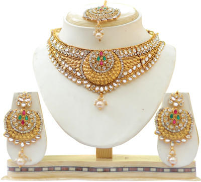 Ethnicking Alloy Gold-plated Multicolor Jewellery Set(Pack of 1)