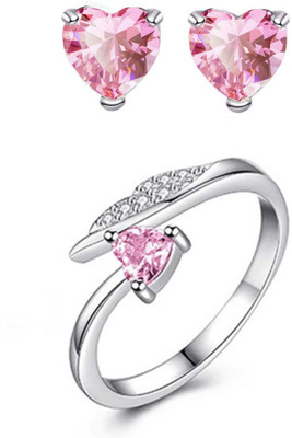 MYKI Stainless Steel Silver Pink Jewellery Set(Pack of 1)