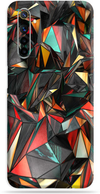 OggyBaba Realme 6, Phone Back side Protector and Camera Protector Mobile Skin(Ultra Super Polygon Red Skin Gloss Finish)