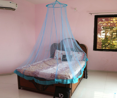 VD Enterprise Nylon Adults Washable mosquito net double bed Mosquito Net(Blue, Ceiling Hung)