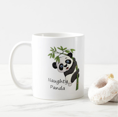 DIGITAL SHOPEE Naughty Panda Cute Design Premium Glossy Print Ceramic Coffee Mug(330 ml)