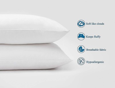 Decor 2 COMFORT SOFT FIBRE PILLOW + 2 LUXURY COLOUR COTTON COVER WORTH RS 199 Polyester Fibre Solid Sleeping Pillow Pack of 2(Multicolor)