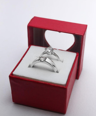 ringzinnie Combo of 2 Elegance Silver Plated Heart and Butterfly Couple Ring Alloy Gold Plated Ring