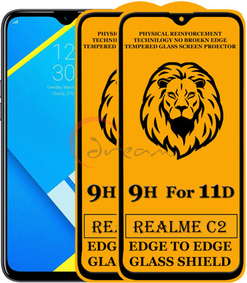Dream Edge To Edge Tempered Glass for Realme C2 (Anti-Fingerprint,Zero Bubble,9H Hardness)(Pack of 2)