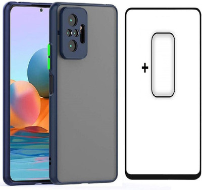 Msons Screen Guard for Redmi Note 10 Pro, Redmi Note 10 Pro Max | Triple Combo Pack Offer, 11D 9H Hardness Tempered Glass, Smoke Fashionable Colored Buttons Back Cover & Flexible Camera Lens(Pack of 3)