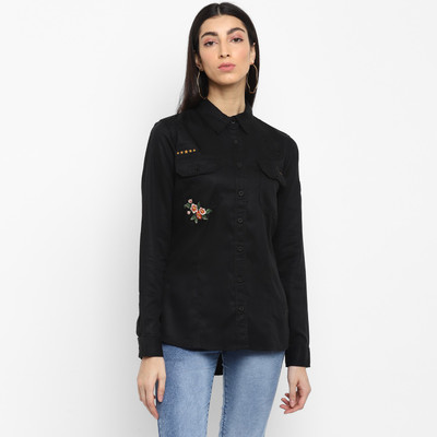 ROYAL ENFIELD Women Solid Casual Black Shirt