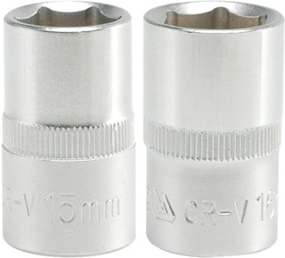YATO 2 Hexagonal Sockets YT-1208(15mm), YT-1209(16mm) with length of 38mm and 1/2 inch drive made of chromium Vanadium-Pack of 2 Socket Set(Pack of 2)
