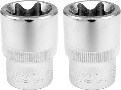 YATO 2 Torx sockets YT-05221(E11),YT-05225(E18) with length of 28mm and 1/2 inch drive made of chromium Vanadium-Pack of 2 Socket Set(Pack of 2)