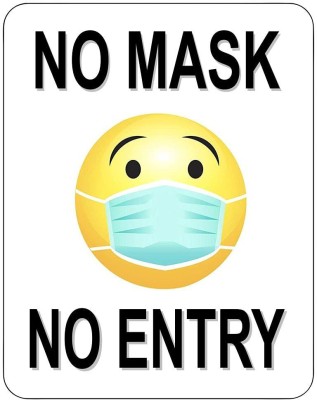 Asmi Collections 25 cm Self Adhesive Vinyl No Mask No Entry Sign Sticker Self Adhesive Sticker(Pack of 1)