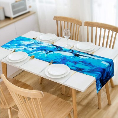 HOKiPO Blue 182 cm Table Runner(Polyester, Cotton)