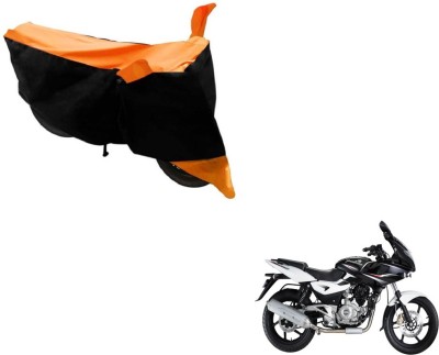 SMART BUYY Two Wheeler Cover for Bajaj(Pulsar 220 DTS-i, Black, Orange)