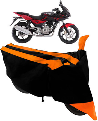 SMART BUYY Two Wheeler Cover for Bajaj(Pulsar 200 NS DTS-i, Black, Orange)