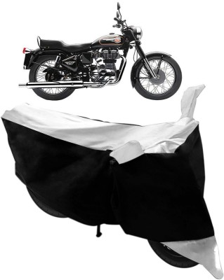 SMART BUYY Two Wheeler Cover for Royal Enfield(Classic 350, Black, Silver)