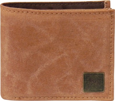 CANVAS & AWL Men Casual Tan Canvas, Genuine Leather Wallet(9 Card Slots)