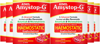 AIMIL Amystop-G Capsules Natural Iron & Other Supplement for Women | Strengthens Blood Vessels & Control Blood Flow (Pack of 6)(Pack of 6, 120 Capsules)