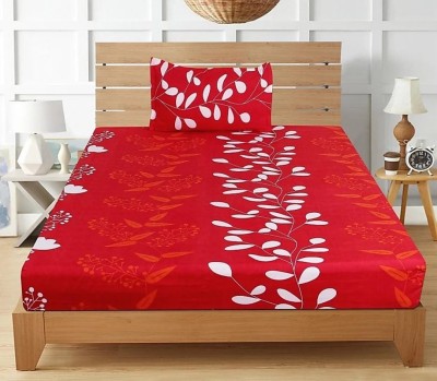 HSR Collection 170 TC Cotton Single Printed Flat Bedsheet(Pack of 1, Red)