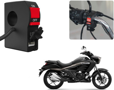 Selifaur S7C72 - Bike Headlight On/Off Switch Button Signal Light Switch with USB Charging Port Applicable Suzuki Intruder 150 Fi 2 A Bike Mobile Charger