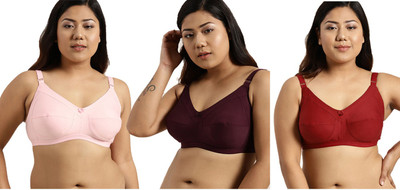 Winsure Premium Fabric 3 way hook Broad strap bra For B cup size Women Full Coverage Non Padded Bra(Multicolor)