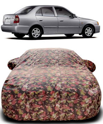 Gavya Car Cover For Hyundai Accent Viva (With Mirror Pockets)(Green, Red)