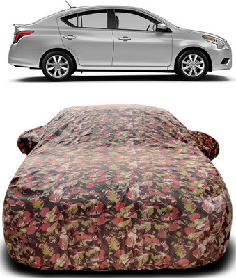 Gavya Car Cover For Nissan Sunny Facelift (With Mirror Pockets)(Green, Red)