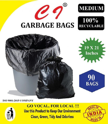 C I Black OXO-Biodegradable 90pcs Medium 15 L Garbage Bag  Pack Of 90(90Bag )