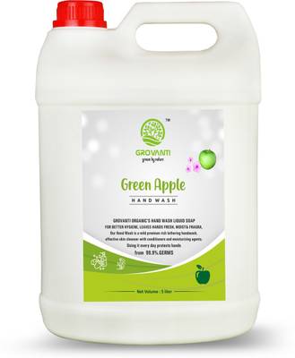 GROVANTI ORGANIC GreenApple HandWash Liquid|Gems Protection|Refill Pack |5 liter Hand Wash Can