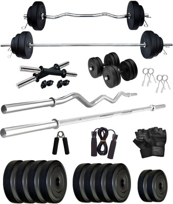 STARX 70 kg PVC weight with 3ft Curl Rod, 5ft Straight Rod and Accessories Home Gym Combo
