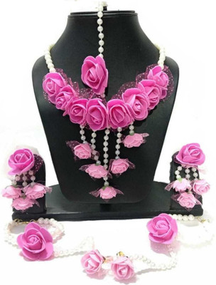 Ratson Fabric, Plastic, Paper Pink, White Jewellery Set(Pack of 1)