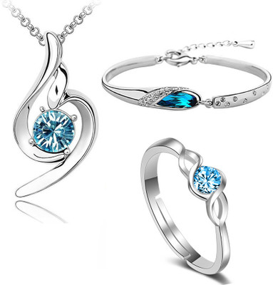 Om Jewells Alloy Rhodium Blue, White Jewellery Set(Pack of 1)