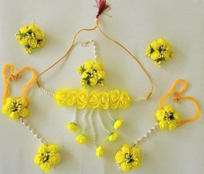 Rozec Fabric Yellow Jewellery Set(Pack of 1)