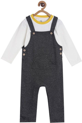 MINI KLUB Baby Boys Casual Shirt Dungaree(Black)