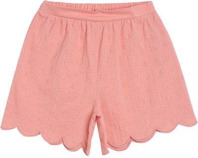 MINI KLUB Short For Girls Casual Self Design Pure Cotton(Pink, Pack of 1)