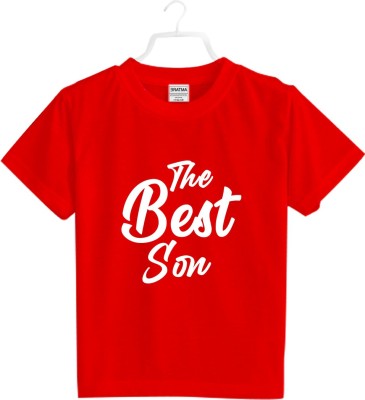 BRATMA Boys Typography Pure Cotton T Shirt(Red, Pack of 1)