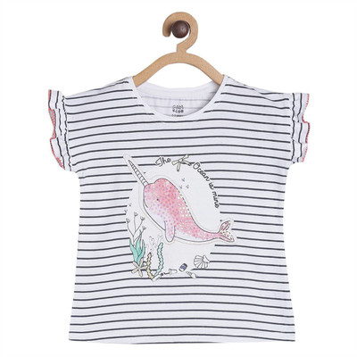 MINI KLUB Baby Girls Casual Pure Cotton Top(White, Pack of 1)
