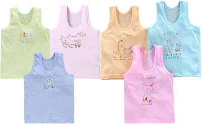 Mega Style Vest For Baby Boys & Baby Girls Cotton Blend(Multicolor, Pack of 6)